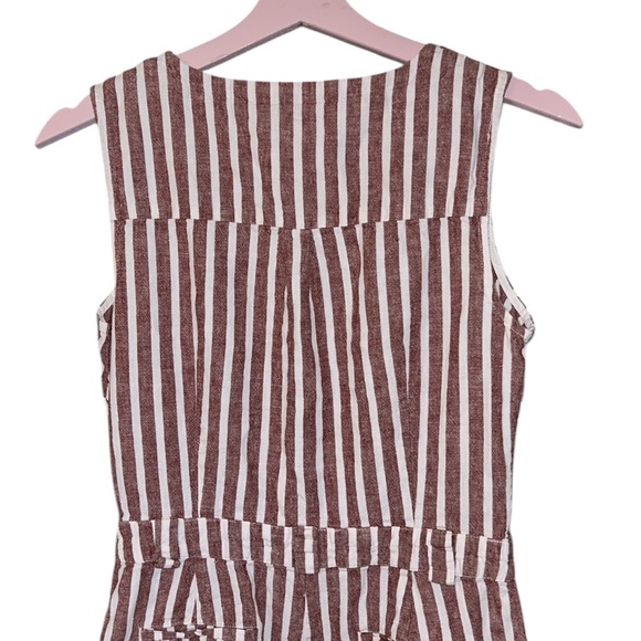 Boden Verity Red & White Striped Linen Blend Cropped Jumpsuit - 6 - Picture 10 of 15